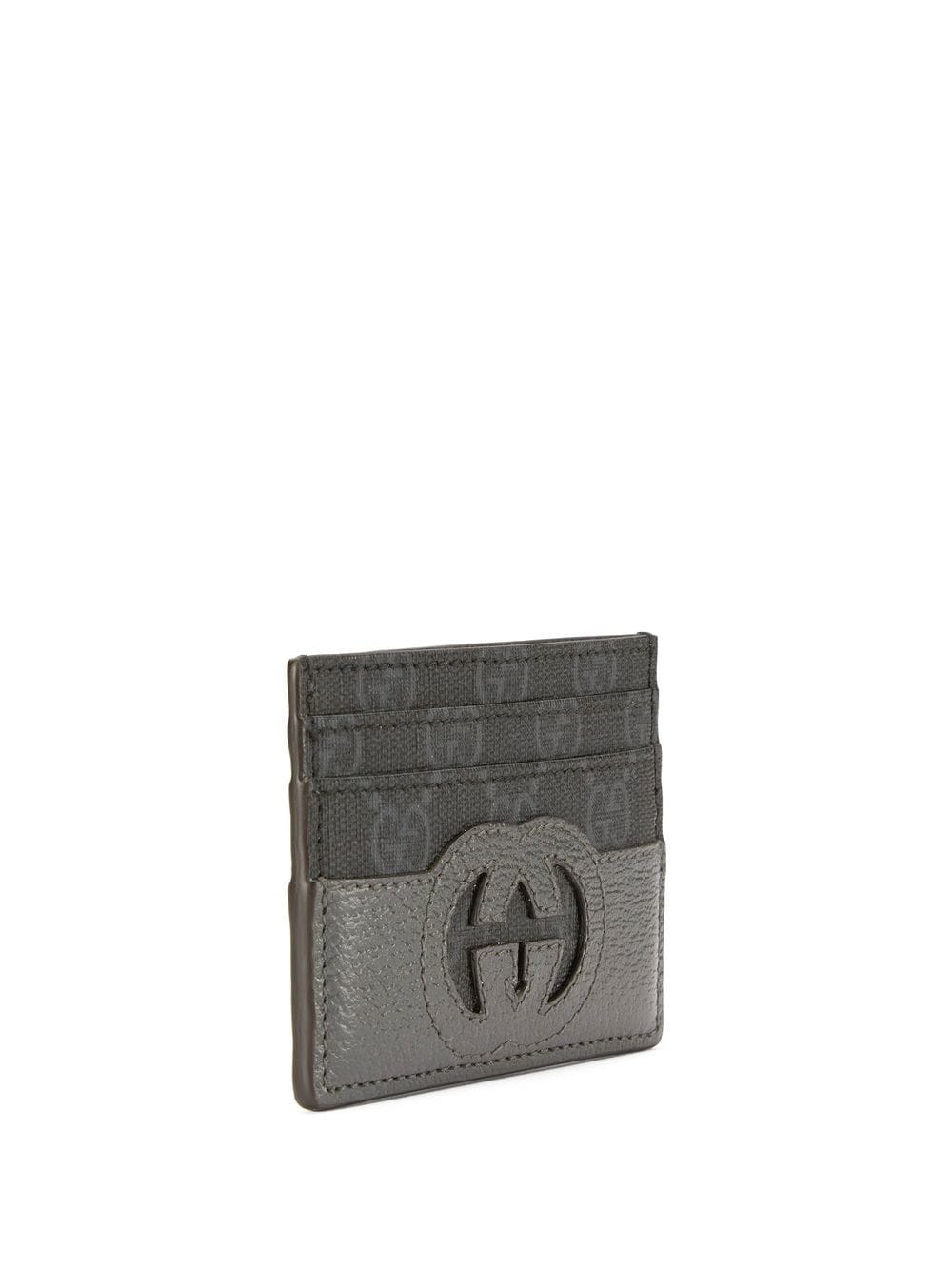 Shop Gucci Monogram-print Cardholder In Grey