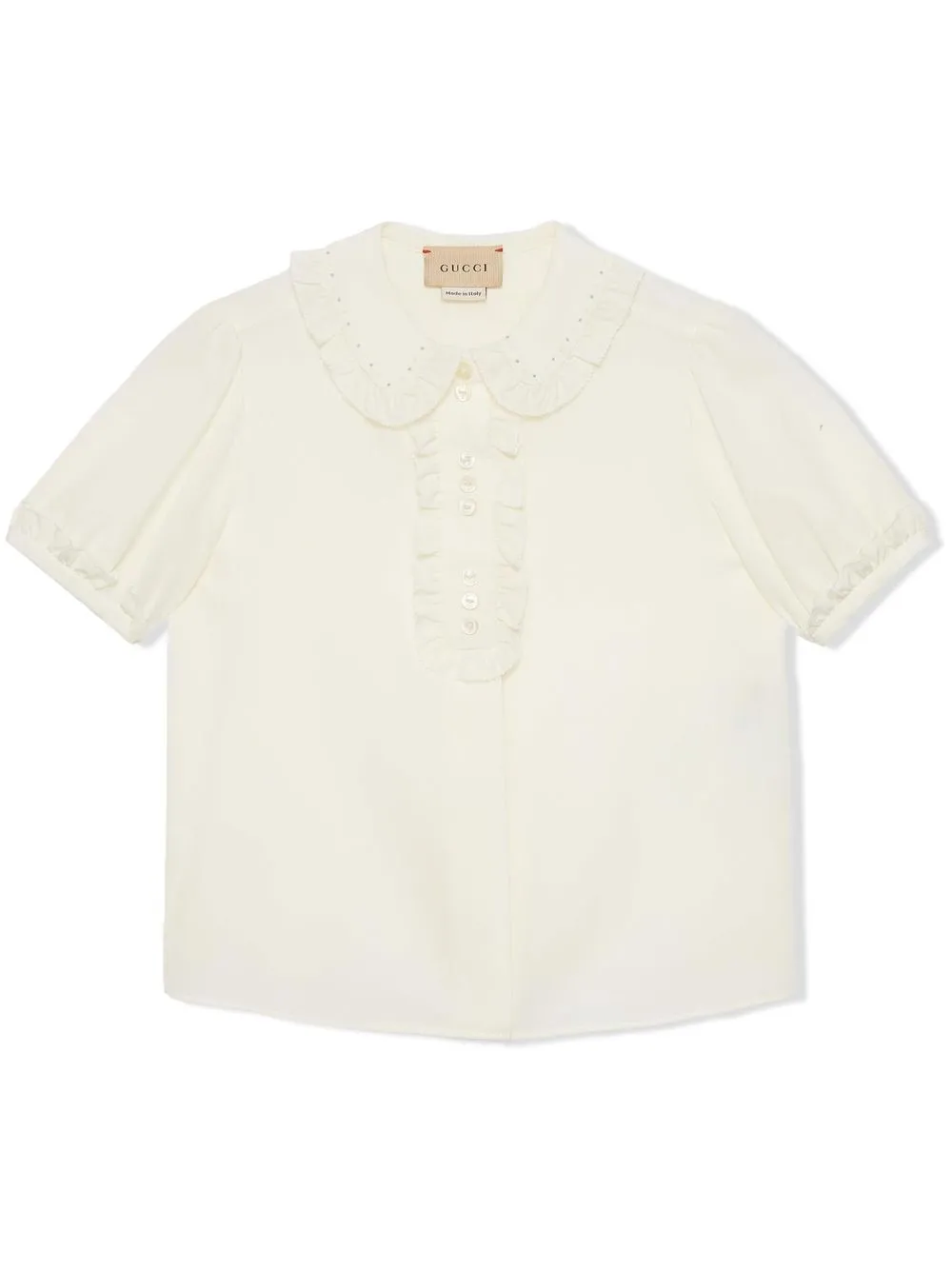 

Gucci Kids camisa de seda con ribete de volantes - Blanco