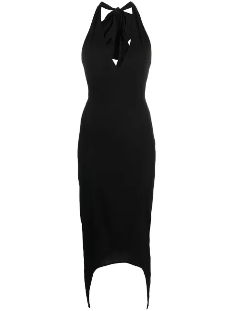 Patou halterneck V-neck midi dress