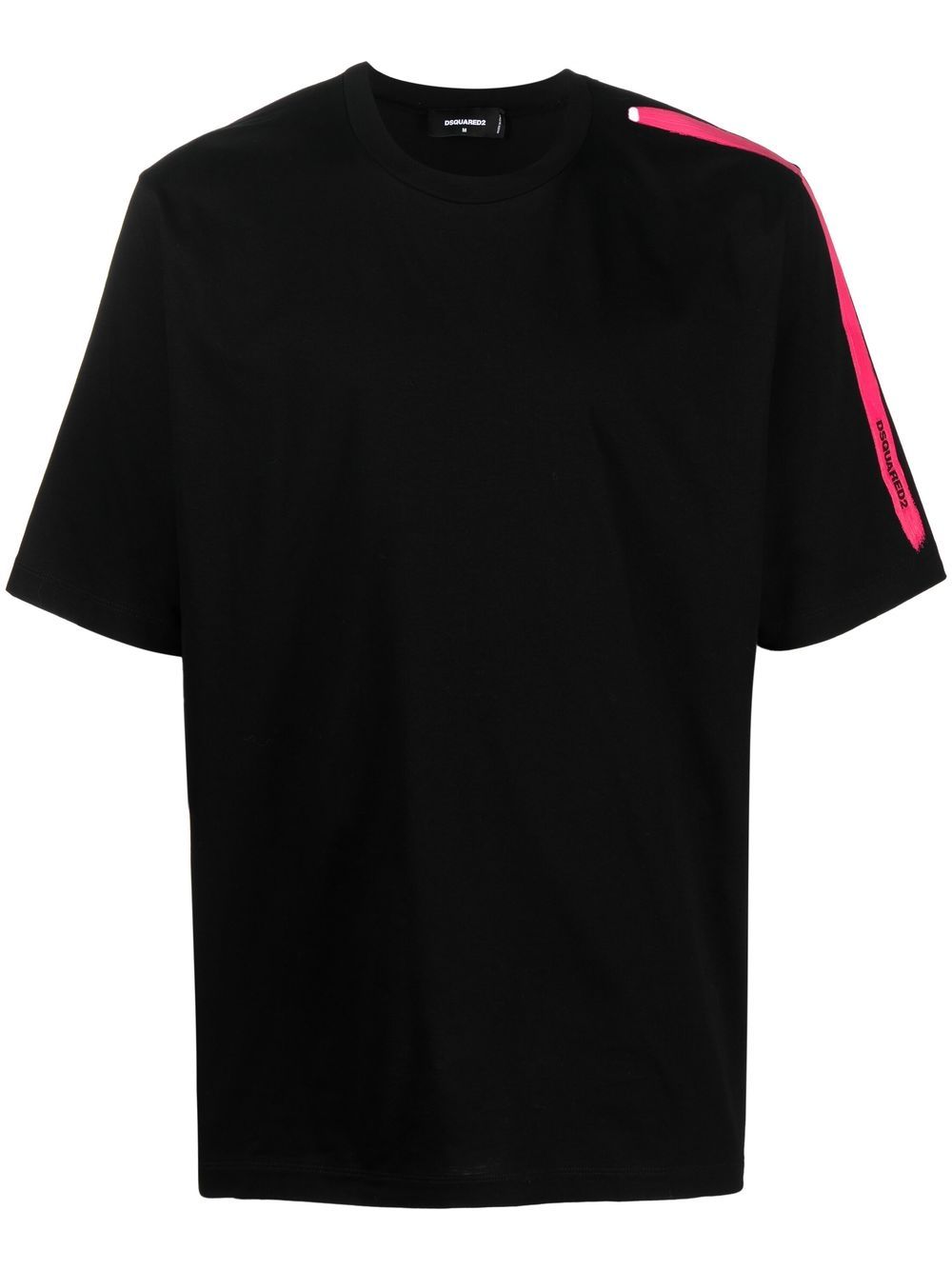 Dsquared2 Logo-stripe Sleeve Cotton T-shirt In Black