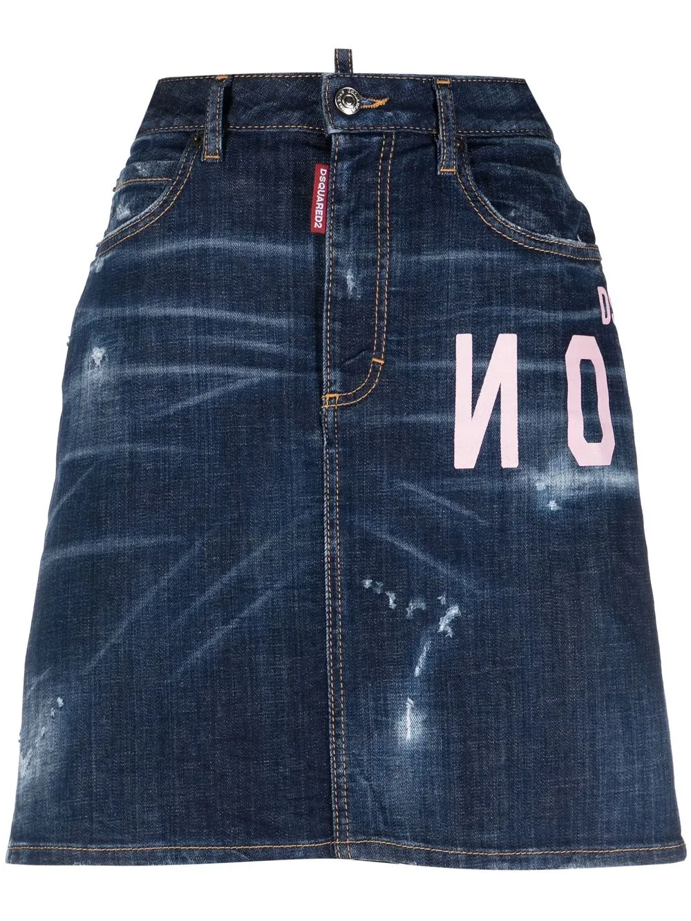 

Dsquared2 logo-print detail denim skirt - Blue