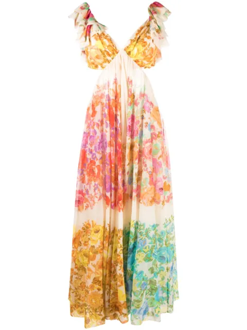 ZIMMERMANN Raie floral-print midi dress