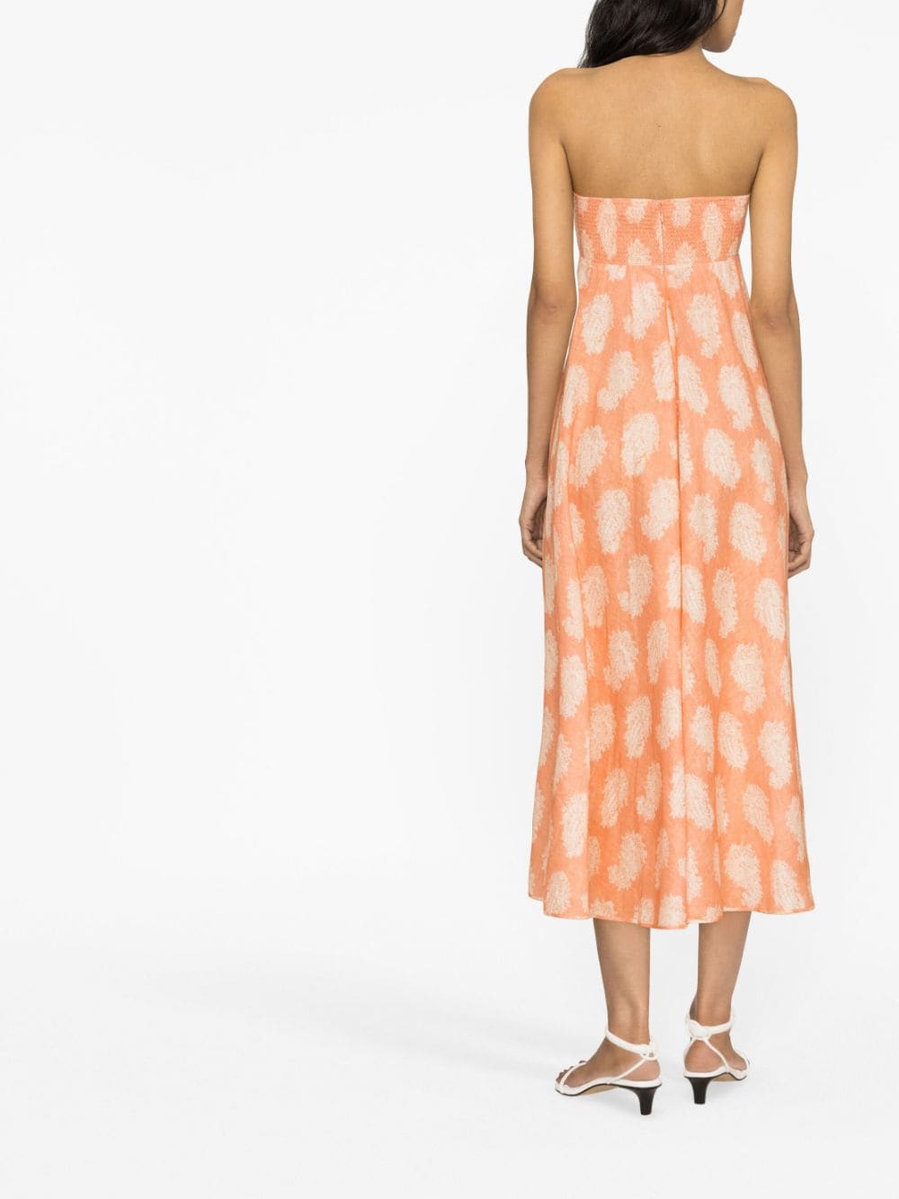 Shop Zimmermann Devi Paisley-print Linen Midi Dress In Orange