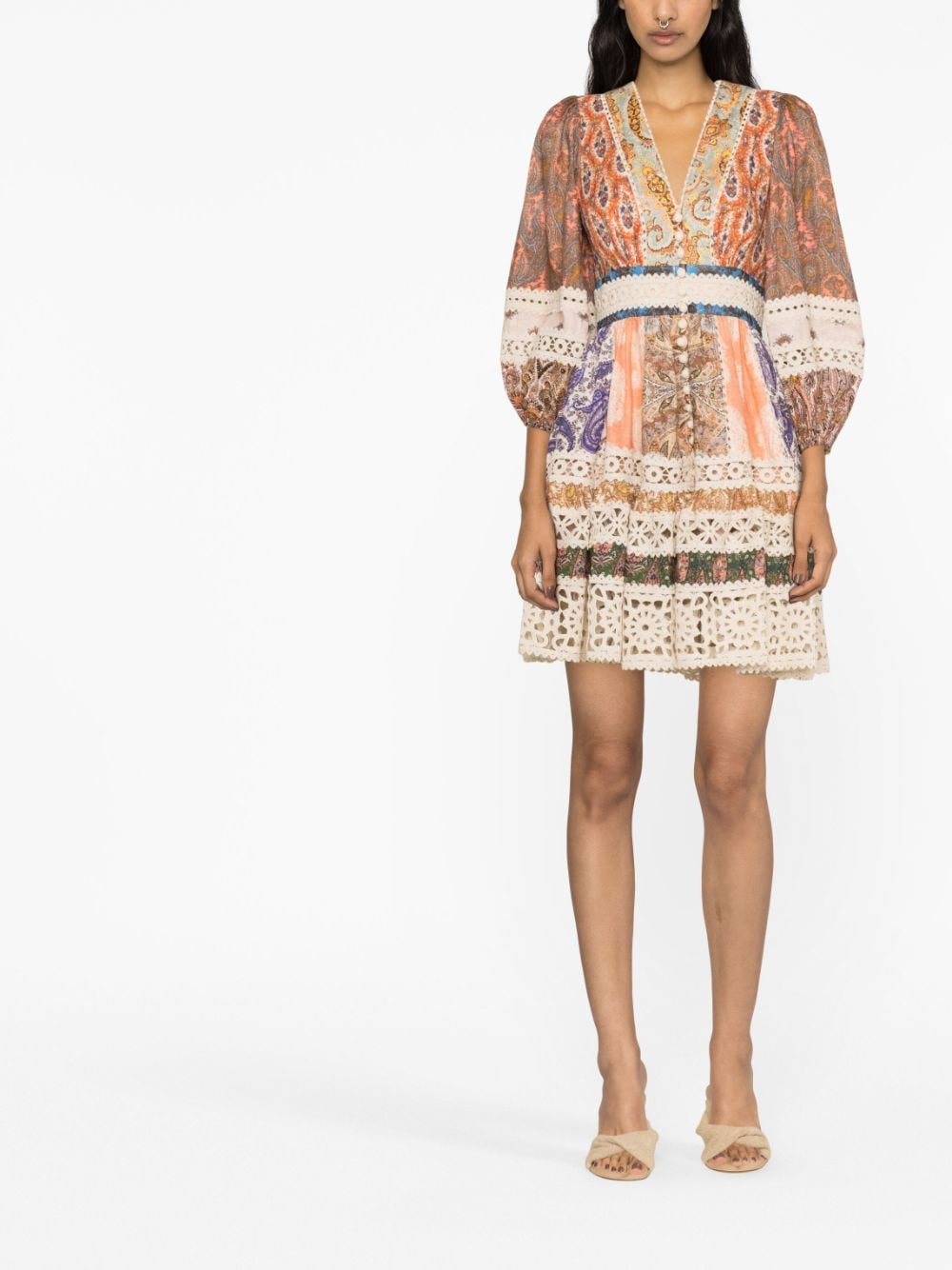 ZIMMERMANN Devi paisley-print linen minidress - Beige