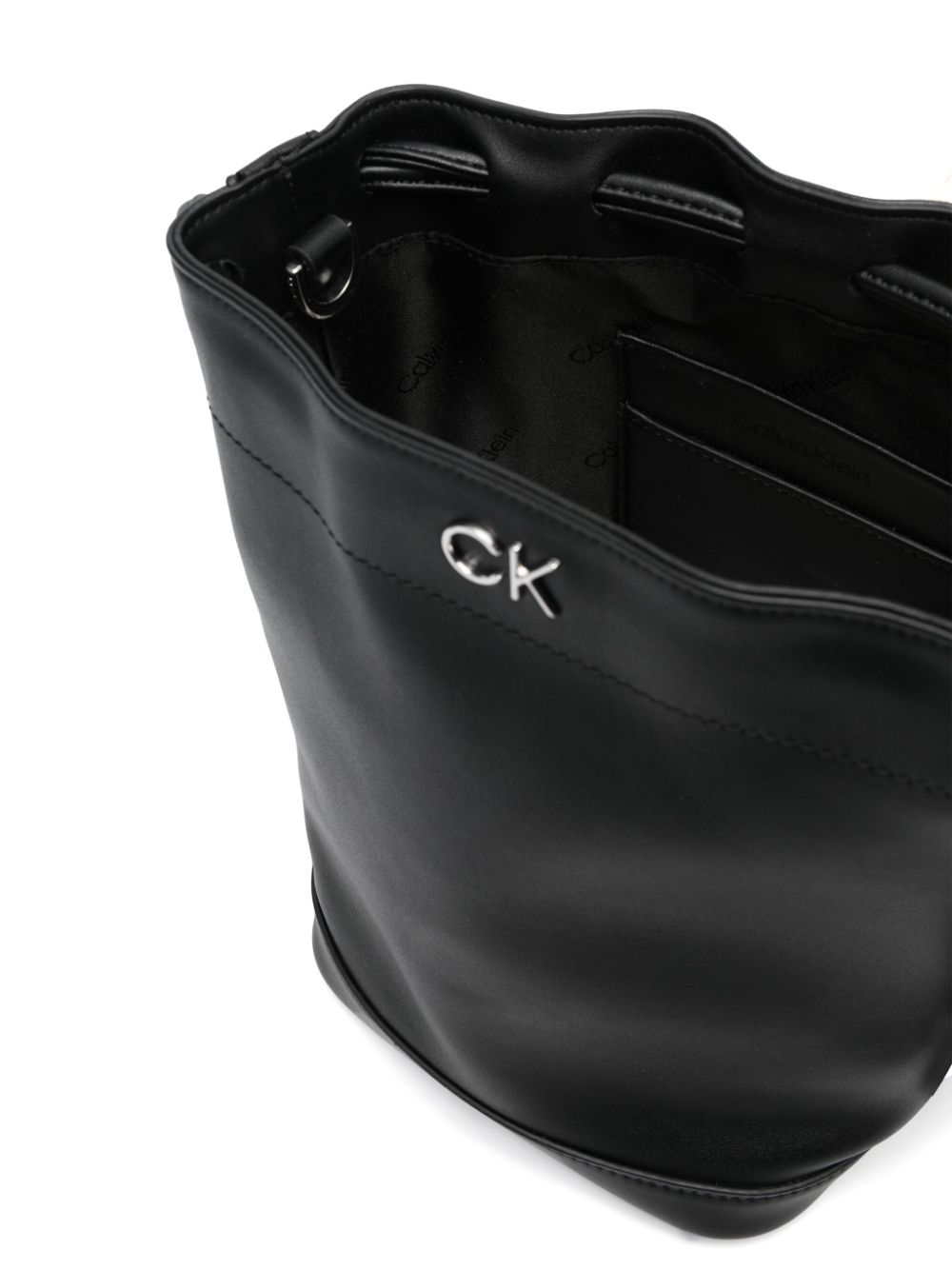 Shop Calvin Klein Re-lock Drawstring Bag In Black