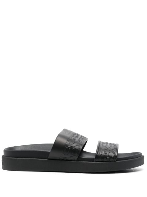 Calvin Klein - embossed-logo leather slides