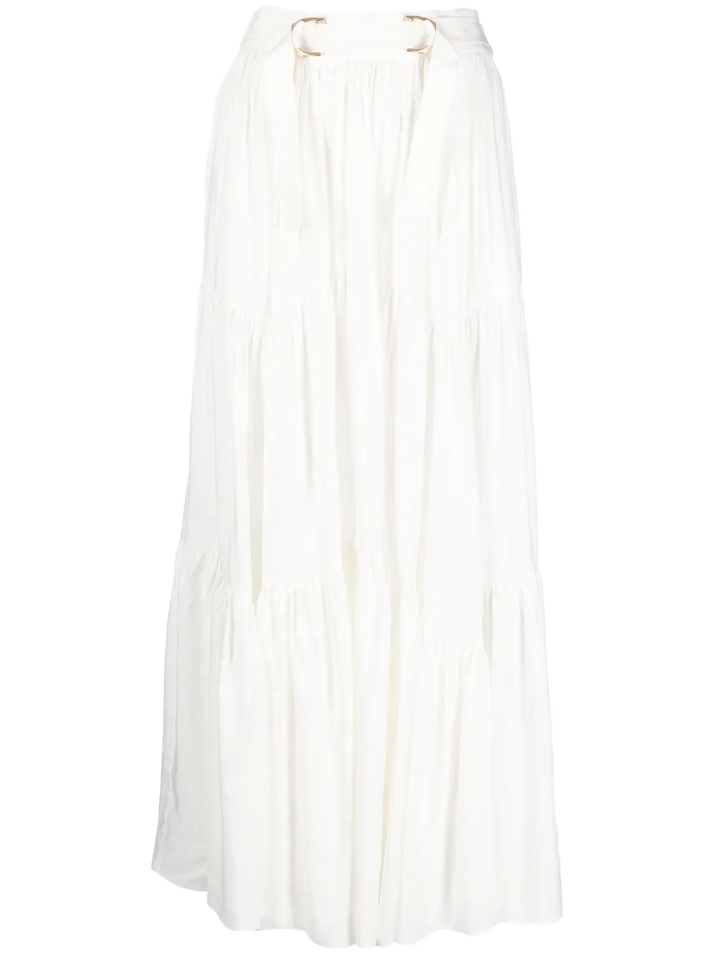 

Acler belted-waist tiered skirt - White