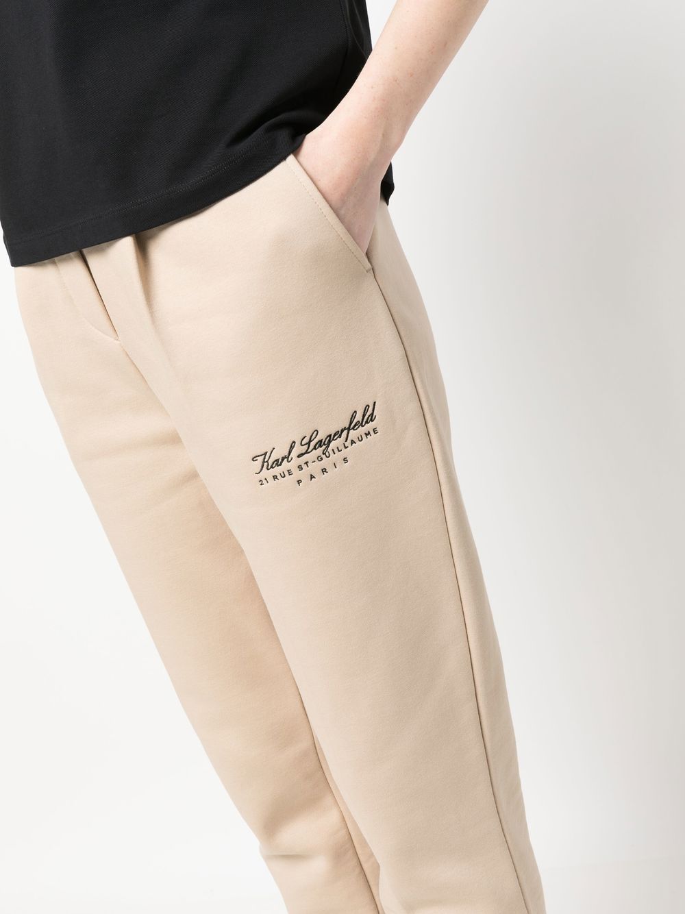 Shop Karl Lagerfeld Karl Signature Track Pants In Brown