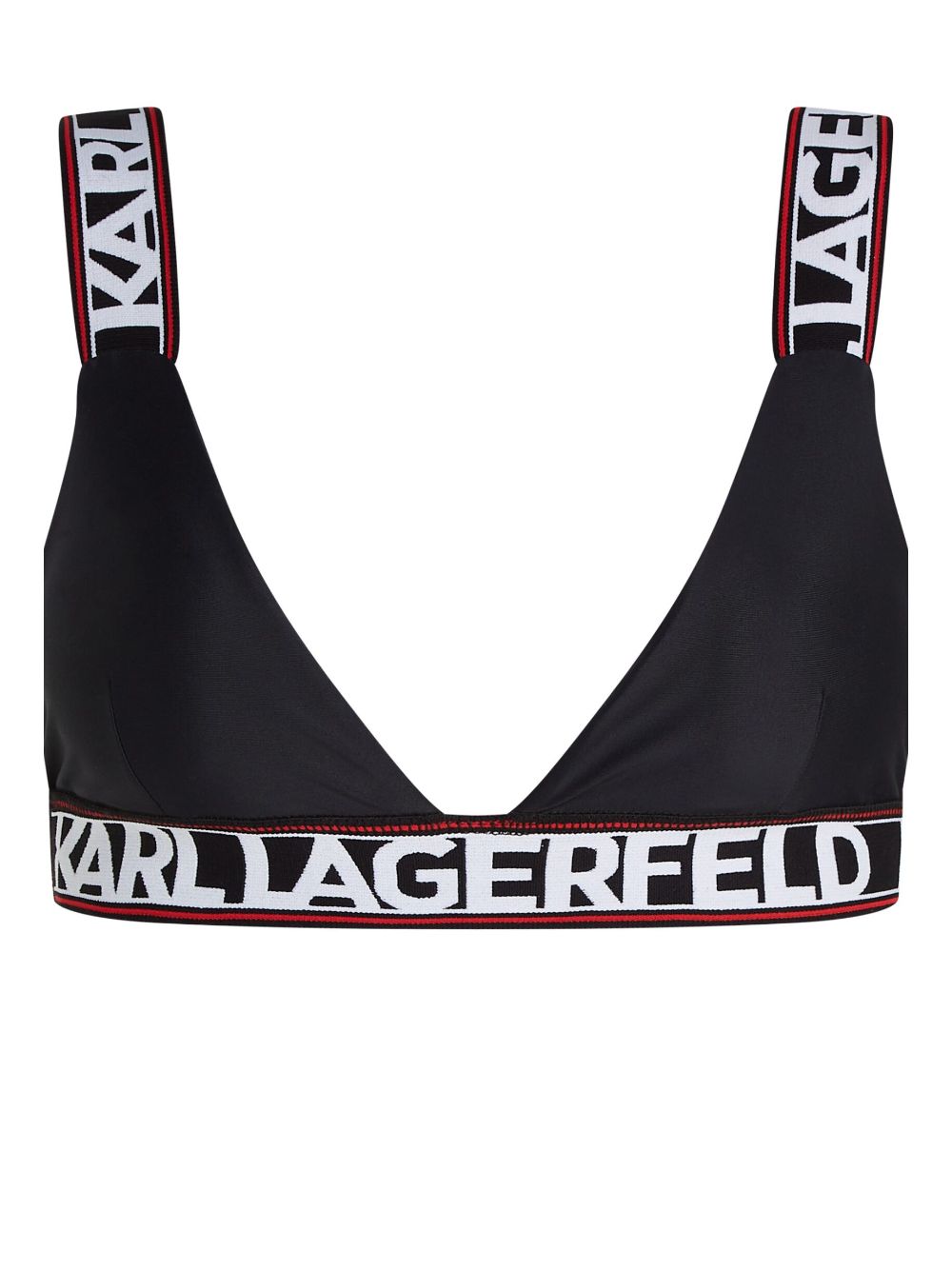 Karl Lagerfeld Logo-printed V-neck Bikini Top In Black