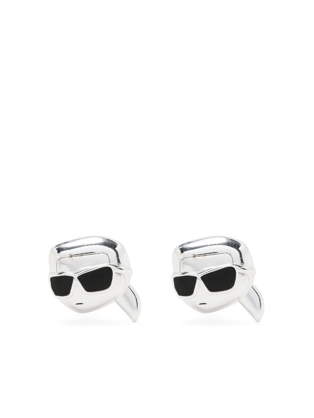 Shop Karl Lagerfeld K/ikonik 2.0 Karl Stud Earrings In Silver