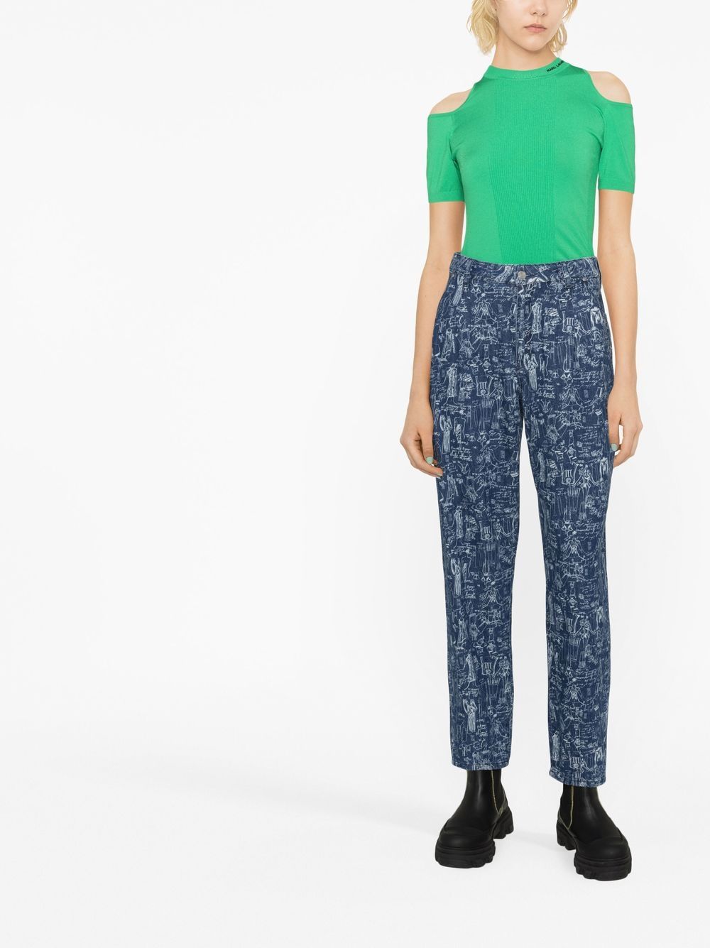 Shop Karl Lagerfeld Cut-out Knitted Top In Green