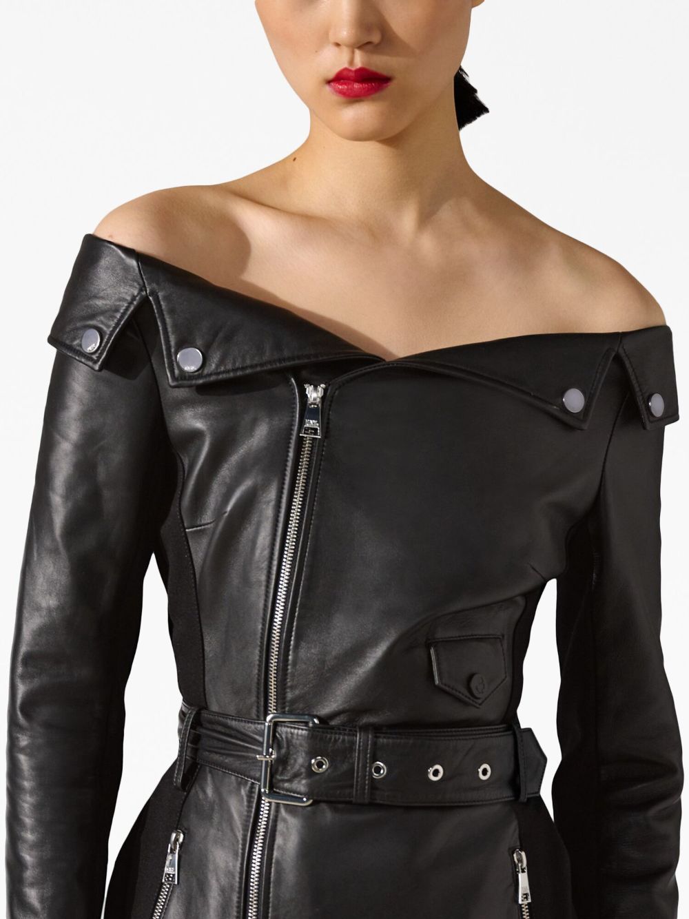 Off the store shoulder biker jacket