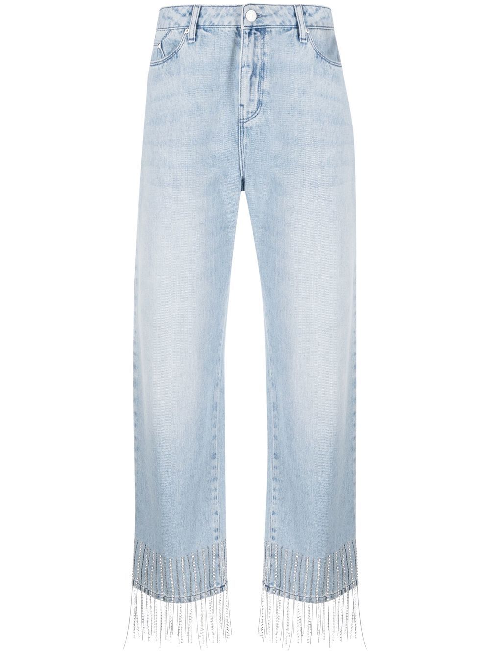 Karl Lagerfeld Fringe-detail Cropped Jeans In Blue