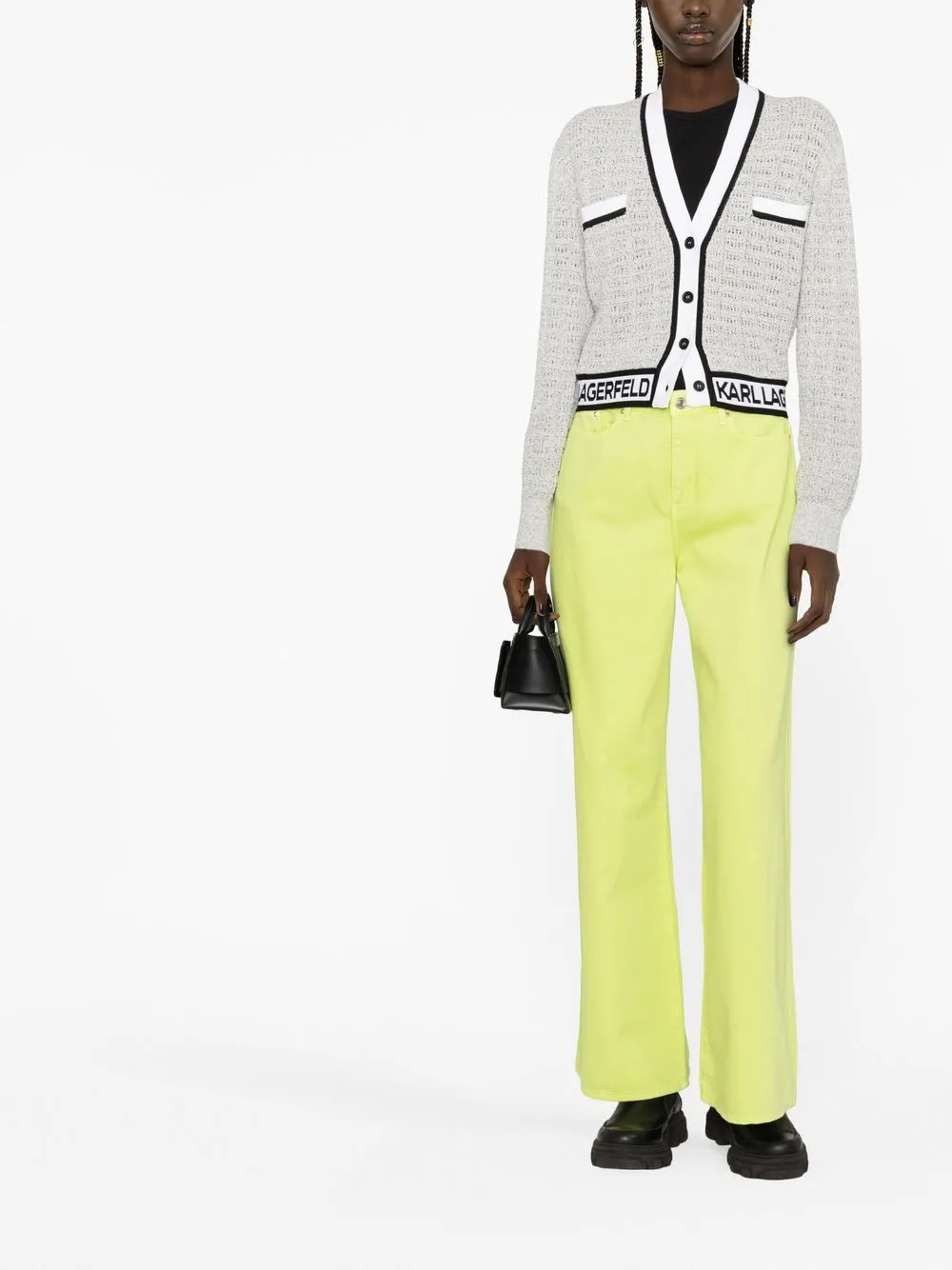 Karl Lagerfeld Wide-leg High-waist Jeans In Green