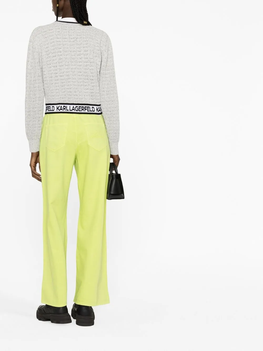 Karl Lagerfeld Wide-leg High-waist Jeans In Green