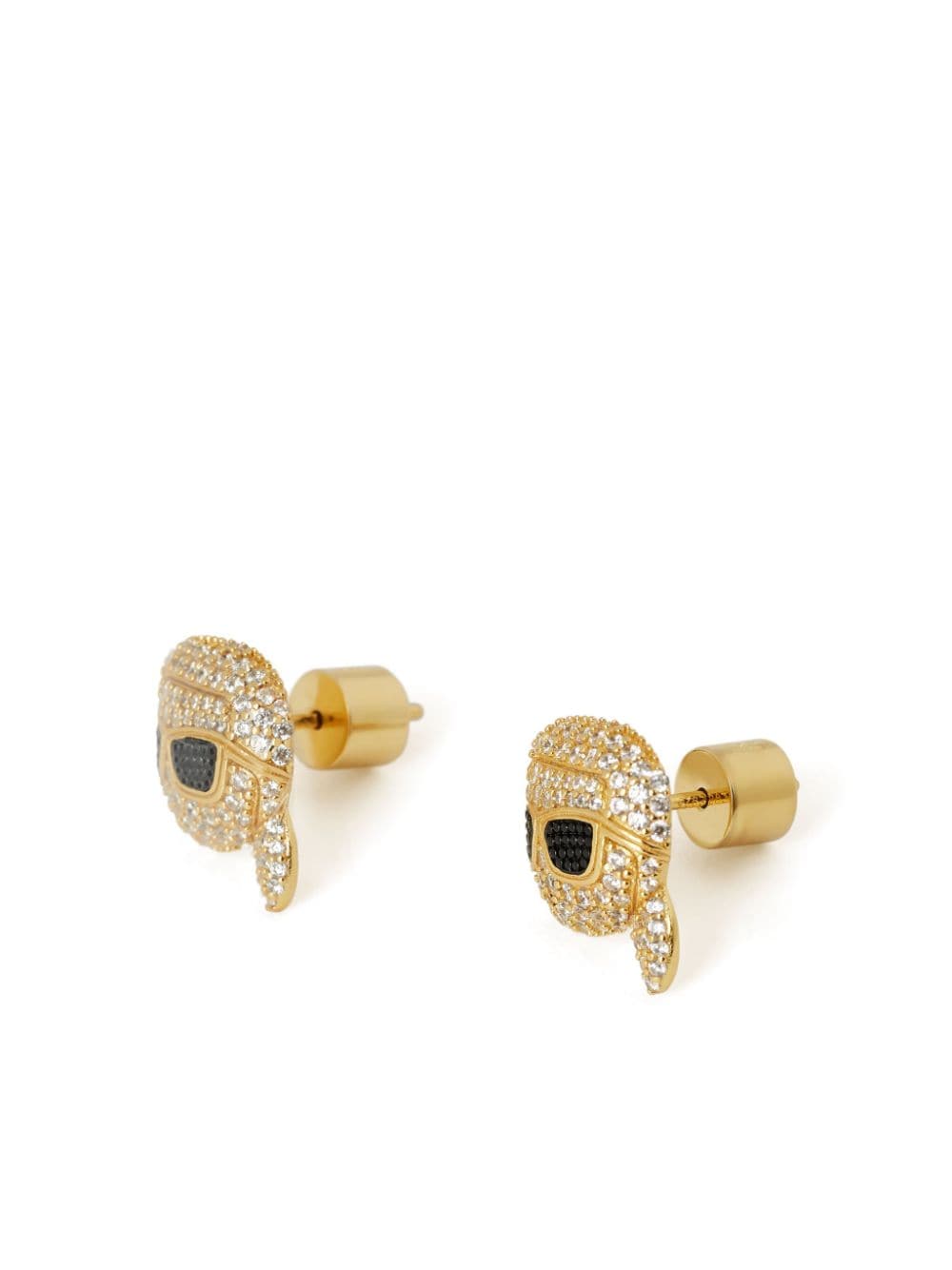 Shop Karl Lagerfeld K/ikonik Karl Pave Earrings In Gold