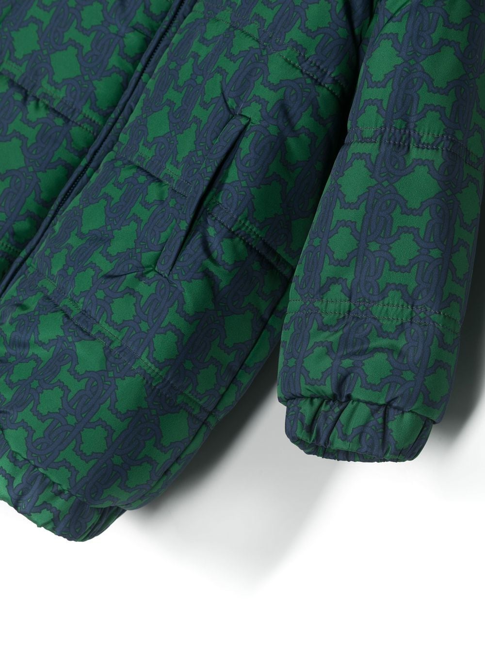 Shop Roberto Cavalli Junior Jacquard Logo Padded Coat In Green