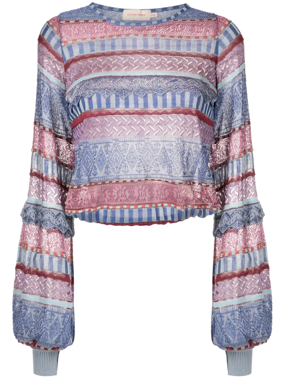Cecilia Prado tricot-knit puff-sleeve top - Multicolour