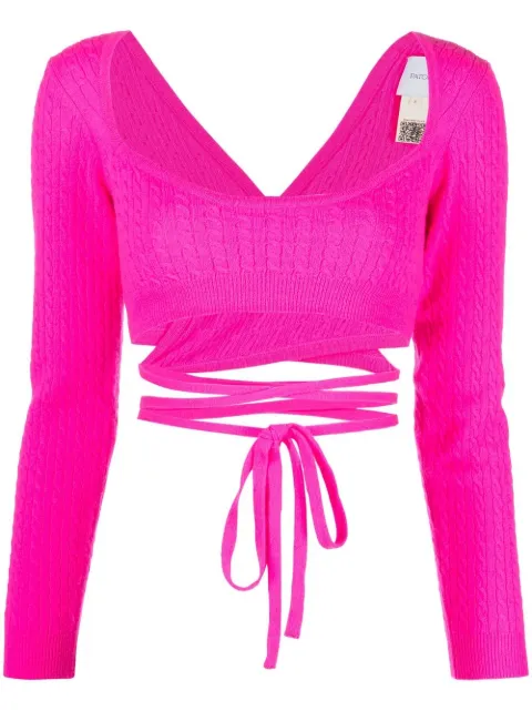 Patou cropped tie-fastening top