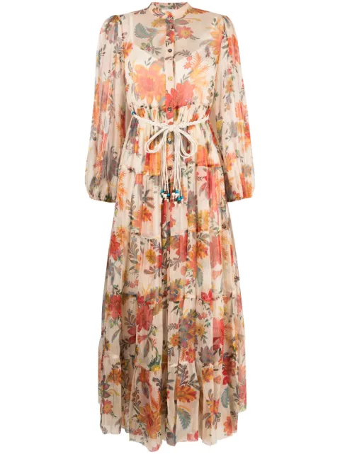 ZIMMERMANN Midi-Seidenkleid mit Blumen-Print