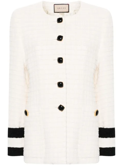 Gucci chamarra de tweed sin cuello