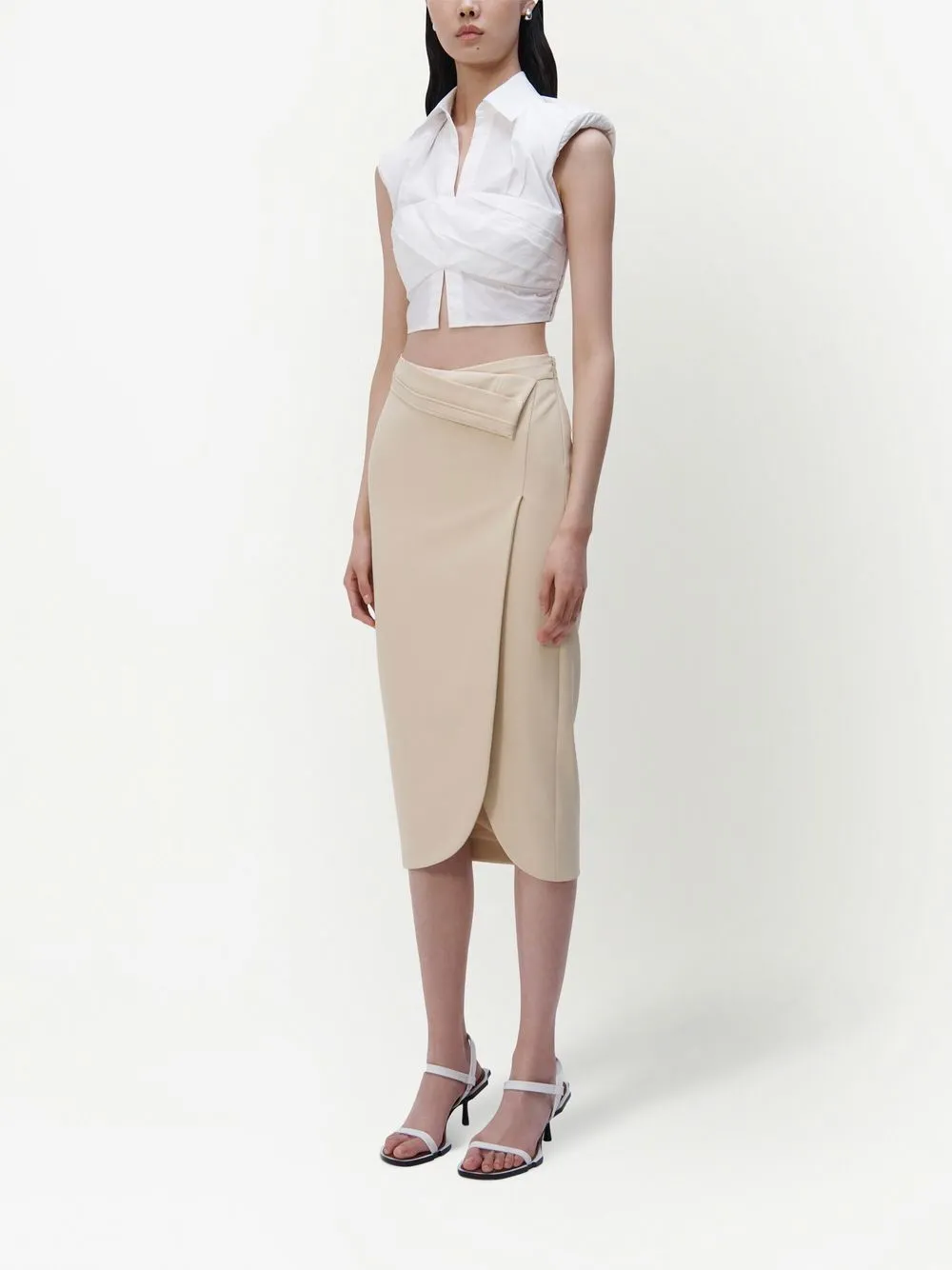 Simkhai Emie Draped Shirt In White