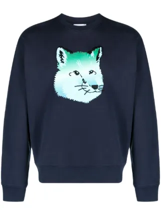 Maison Kitsune Vibrant Fox Head print Sweatshirt Blue FARFETCH AZ