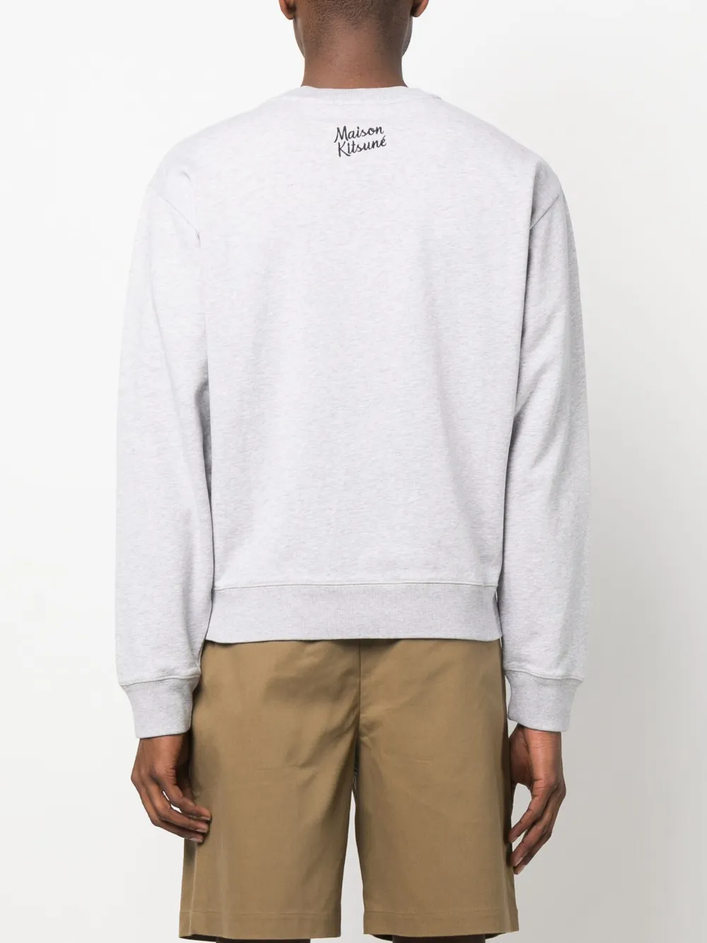 Shop Maison Kitsuné Dressed Fox Printed Cotton Sweatshirt In Grey