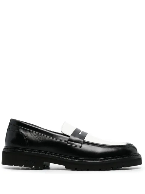 VINNY'S two-tone design leather penny loafers