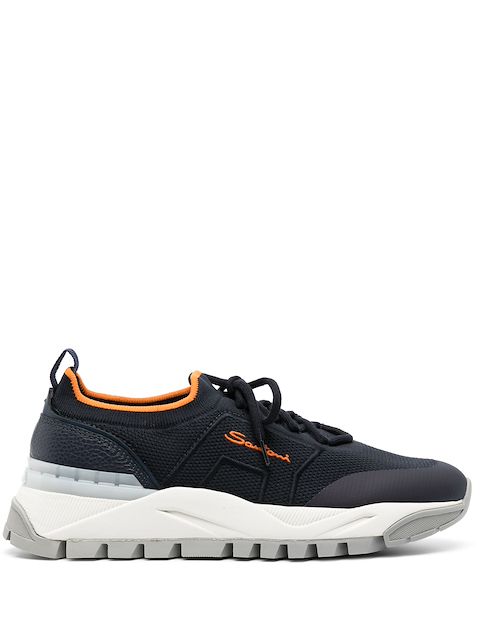 Santoni 对比边饰低帮运动鞋