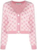 Alessandra Rich rhinestone-embellished gingham cardigan - Pink