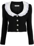 Alessandra Rich ruffle-trimmed wool jacket - Black