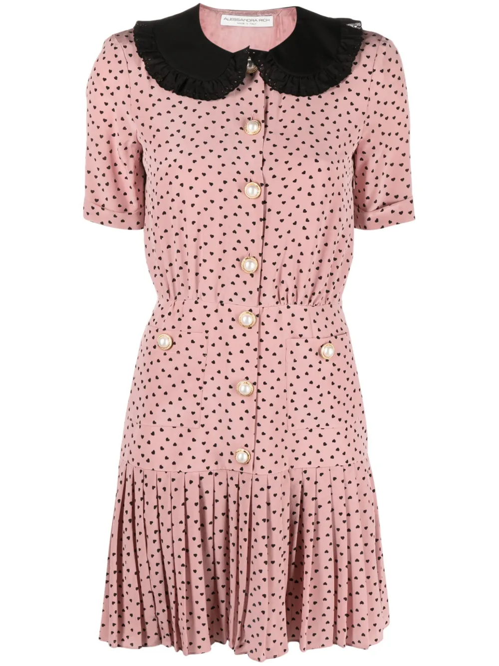 Alessandra Rich Polka Dot-print Silk Minidress In Pink