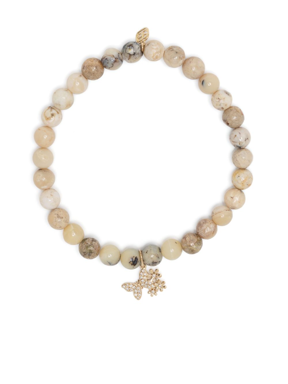 14kt yellow gold Butterfly Daisy opal beaded bracelet