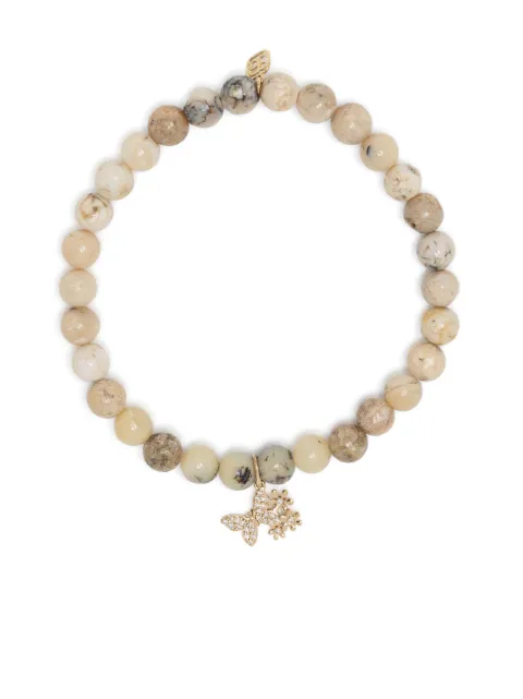 Sydney Evan pulsera Butterfly Daisy en oro amarillo de 14kt con ópalo y mostacillas