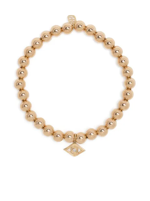 Sydney Evan 14kt yellow gold Evil Eye diamond charm bracelet