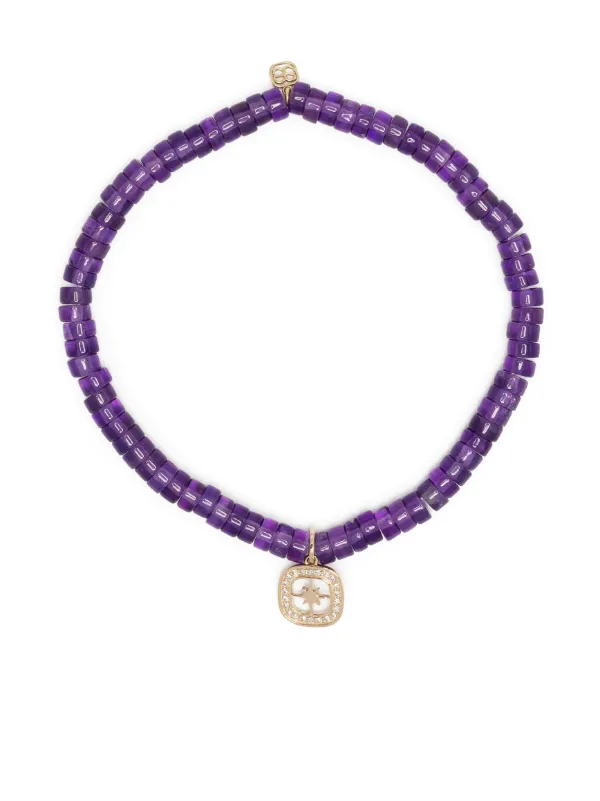 Sydney Evan 14kt Yellow Gold Starburst Amethyst Bracelet in Purple