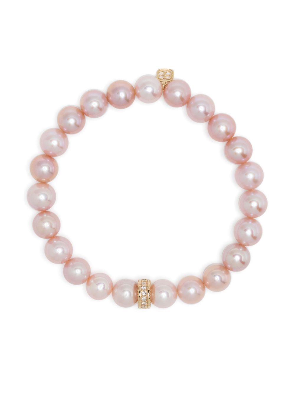 Sydney Evan 14kt yellow gold pearl and diamond bracelet - Pink