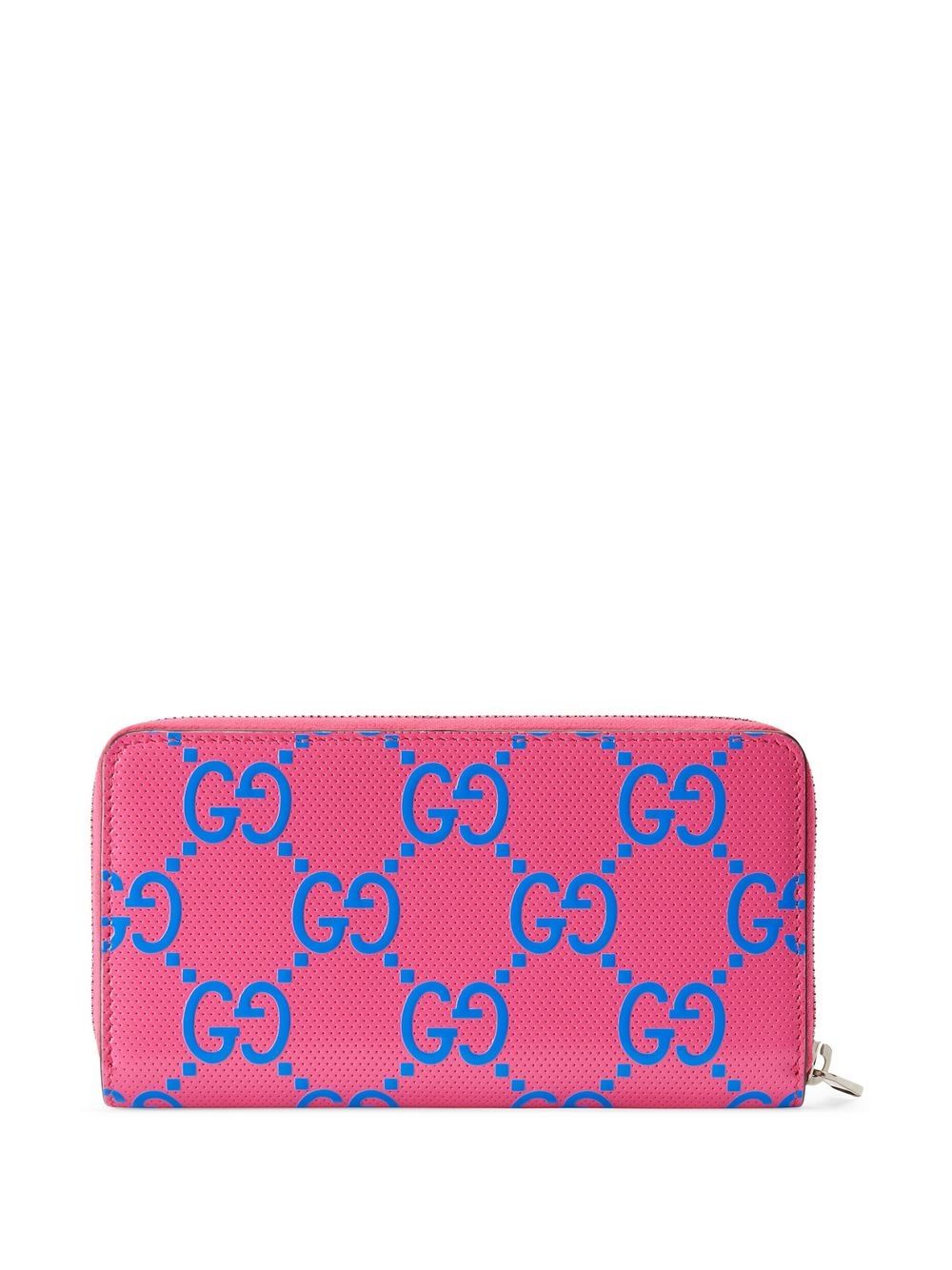 Pink Monogram Perforated Compact Zip Wallet