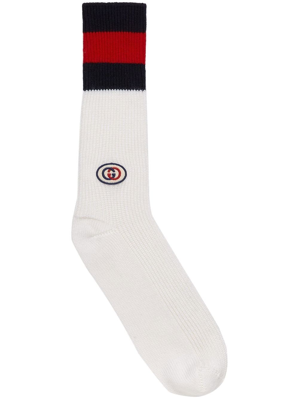 gucci chaussettes en laine à logo brodé - blanc