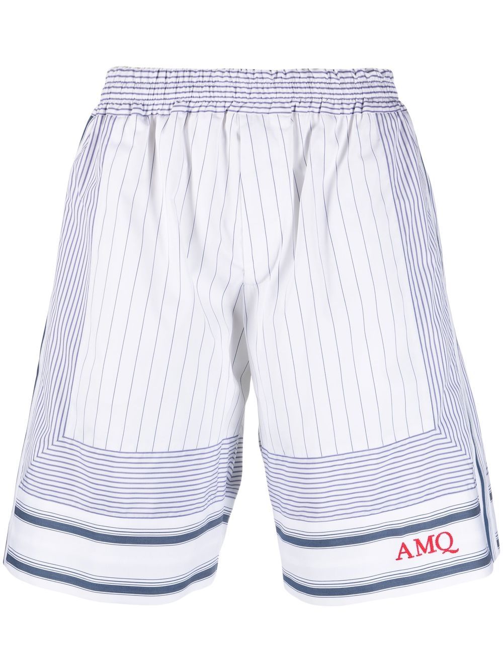 Shop Alexander Mcqueen Striped Bermuda Shorts In White