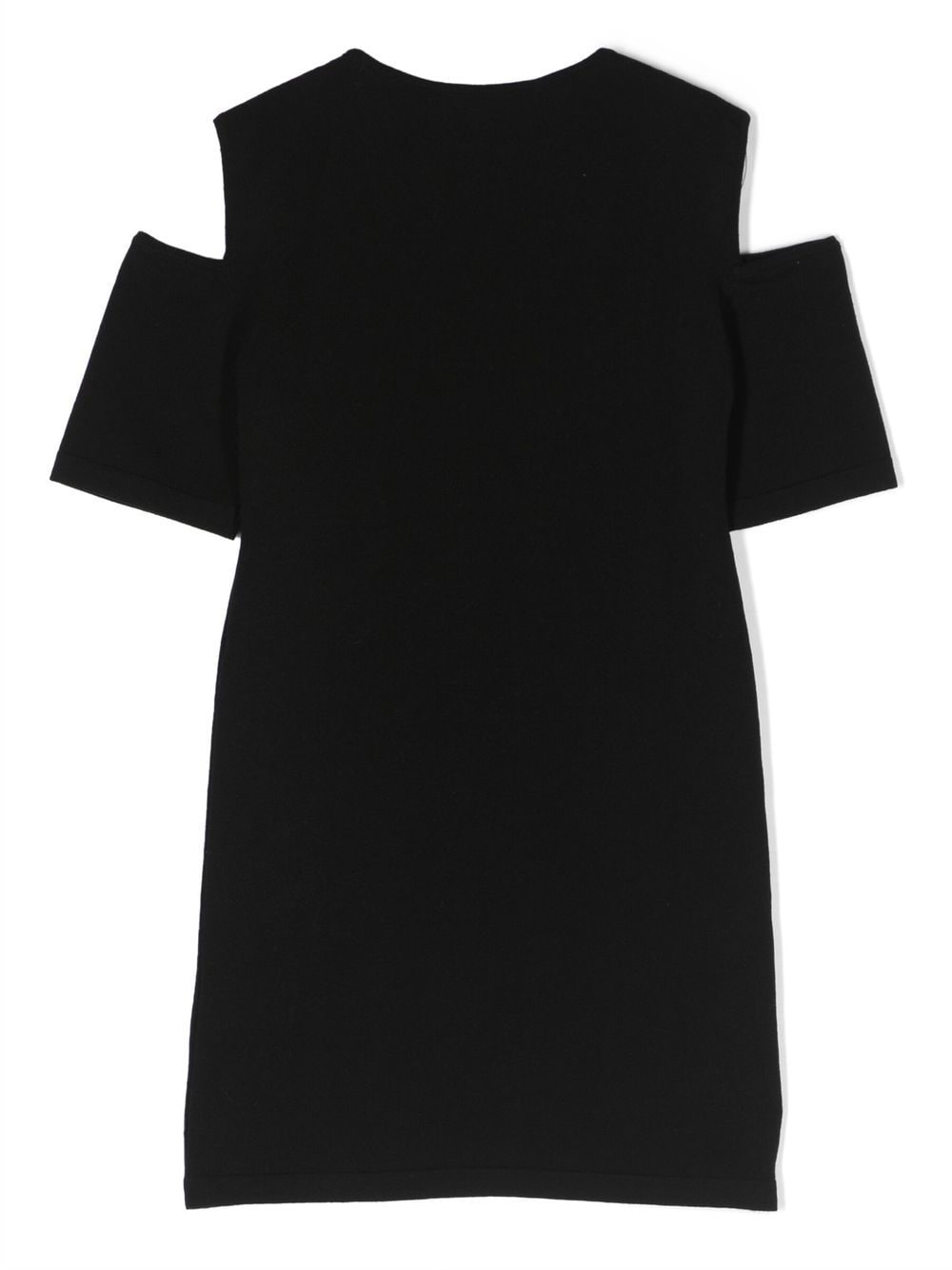 Shop Balmain Logo-print Cold-shoulder Dress In Black