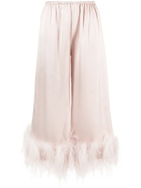 16Arlington feather-trimmed wide-leg trousers