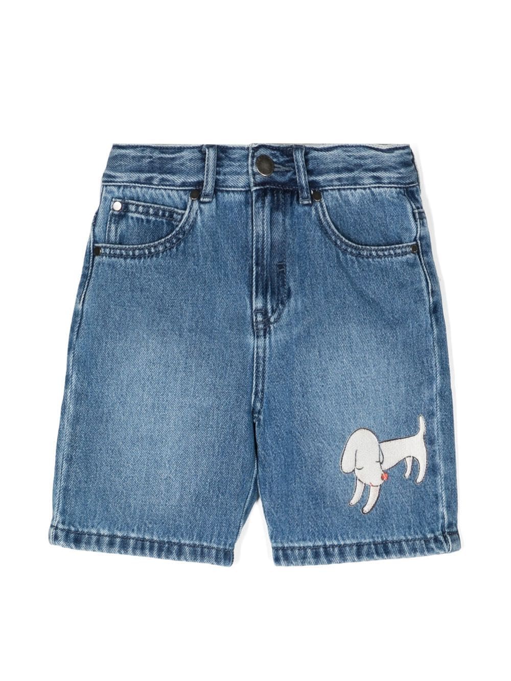 Stella Mccartney Patch-design Embroidered Denim Shorts In 蓝色