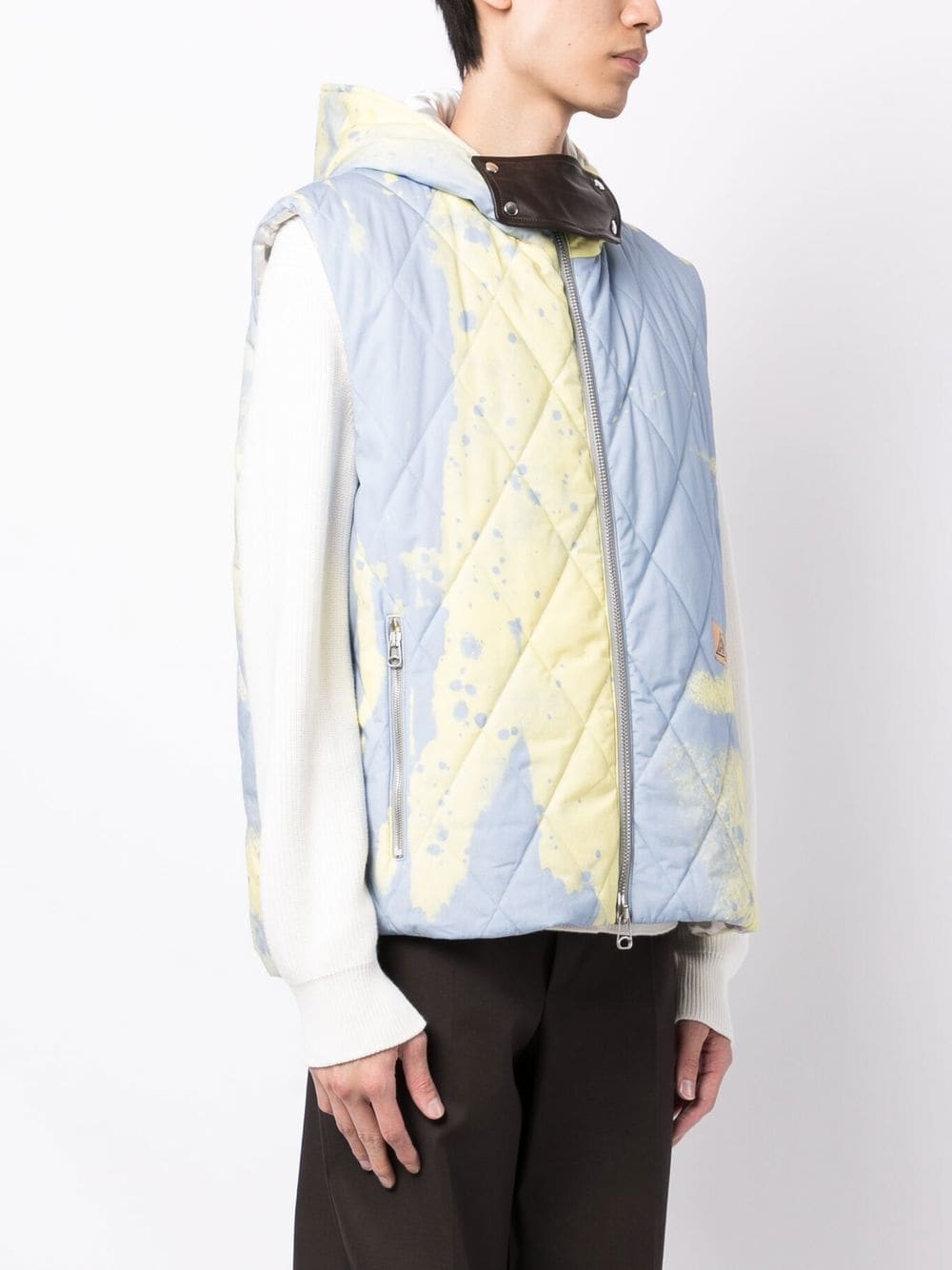 Shop Oamc Abstract-print Hooded Gilet In Blau