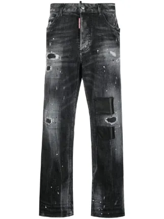 DSQUARED2 high-rise Distressed wide-leg Jeans | Grey | FARFETCH