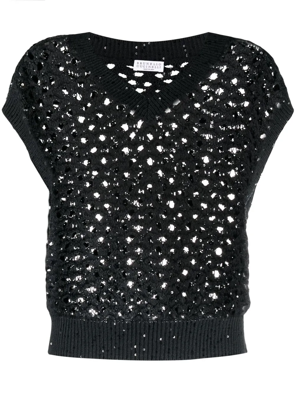 

Brunello Cucinelli sequin-detail open-knit vest - Black