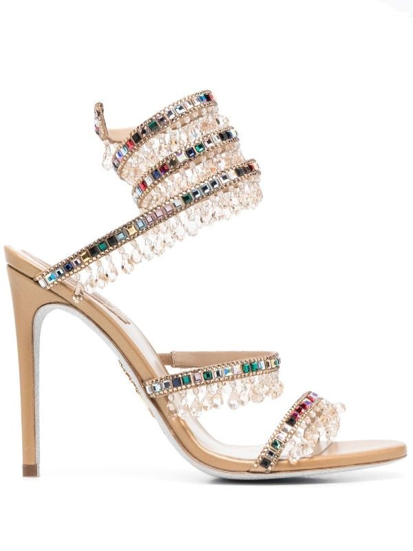 Rhinestone Spiral Ankle Strap Heel