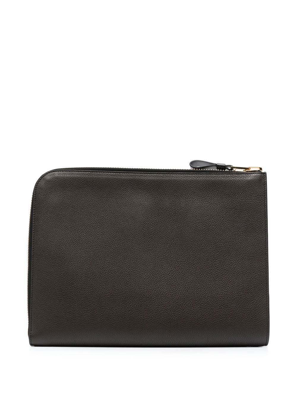 Shop Tom Ford Zip-around Leather Case In Braun
