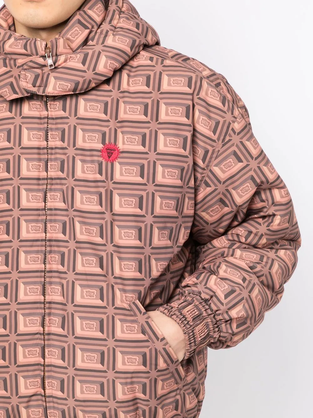 Shop Icecream Graphic-print Padded Jacket In Braun